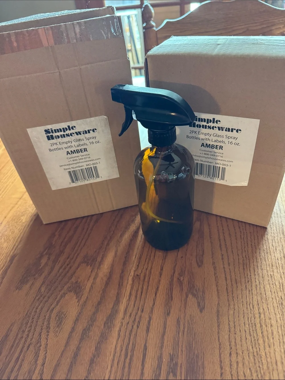 Amber Glass Spray Bottle - 16 oz (4 bottles total-selling all as a set)